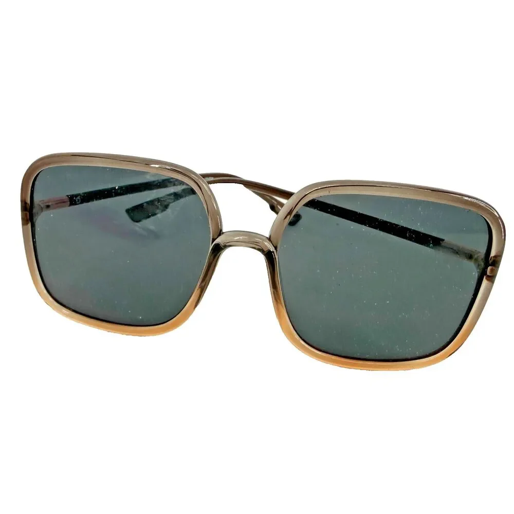 Renato 80's Oversized Square Sunglasses Two Tone Brown Frame Dark Tinted Lenses